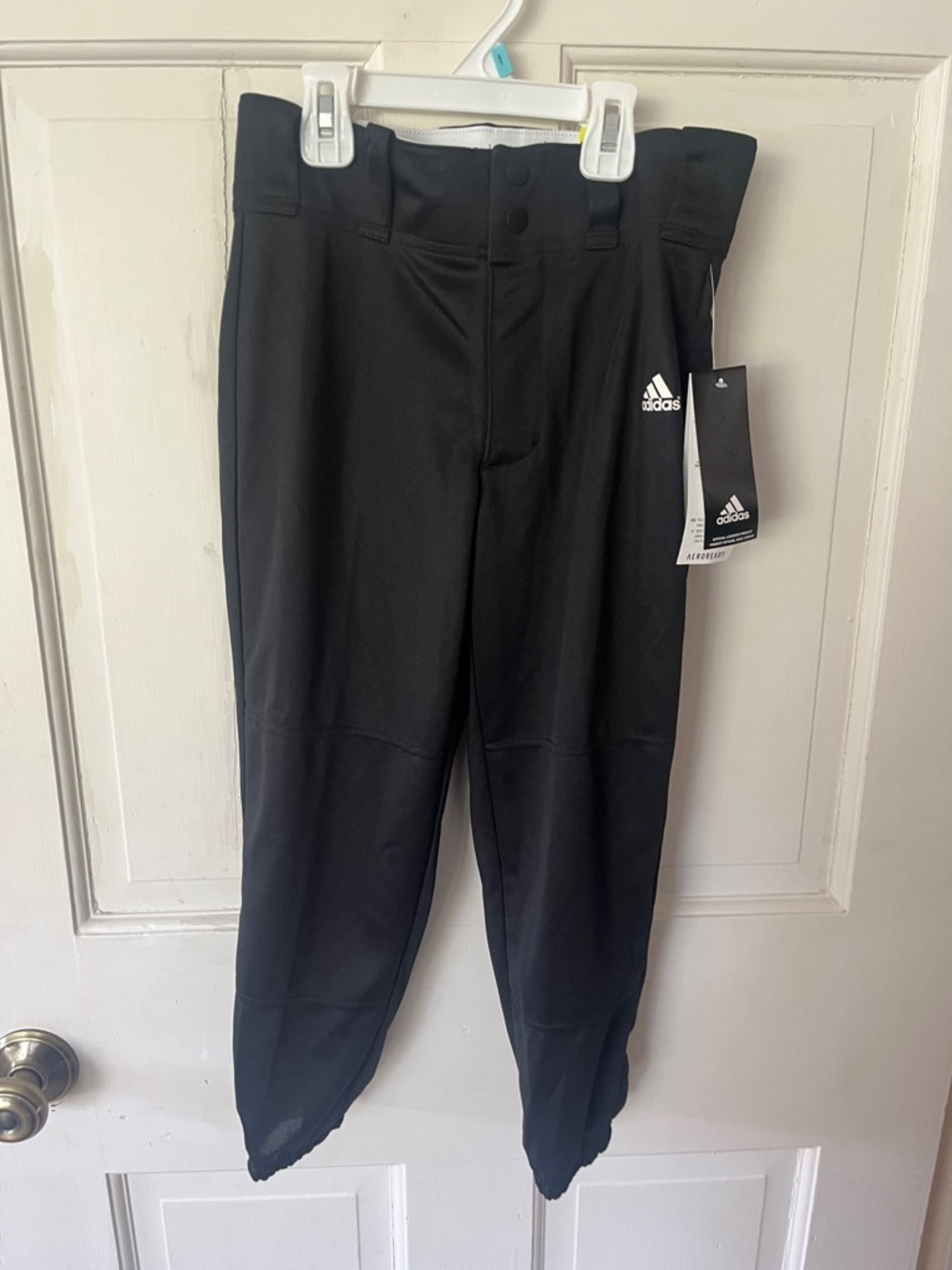 adidas Black Youth Baseball Pants with Logo Small